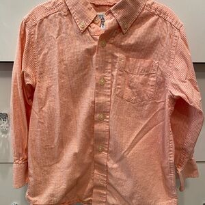 The Children's Place Boy’s Orange and White Gingham Button-Down Shirt, Size 4 XS